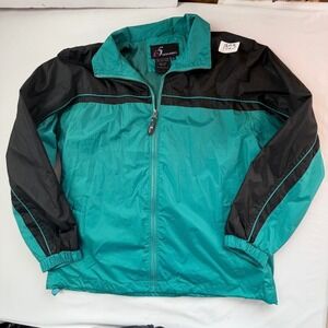 i5 Apparel Windbreaker Jacket Mens XXL Teal Black Colorblock Full Zip Lined